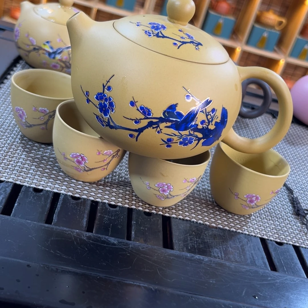 茶壶紫砂喜上眉梢380毫升 一壶四杯