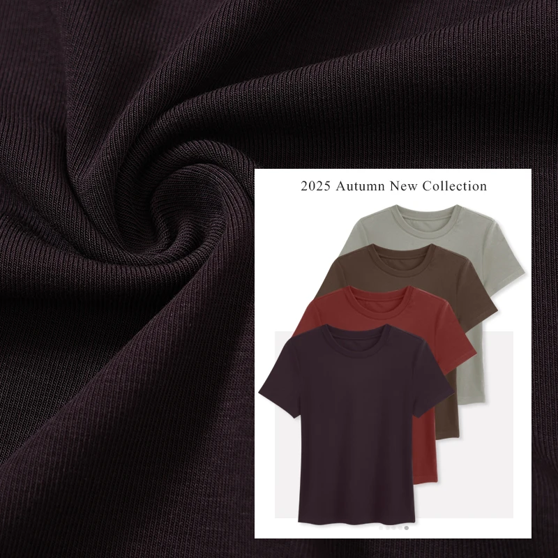 【极简】面膜T春夏新款2025弹力气质显瘦休闲简约短袖打底衫女