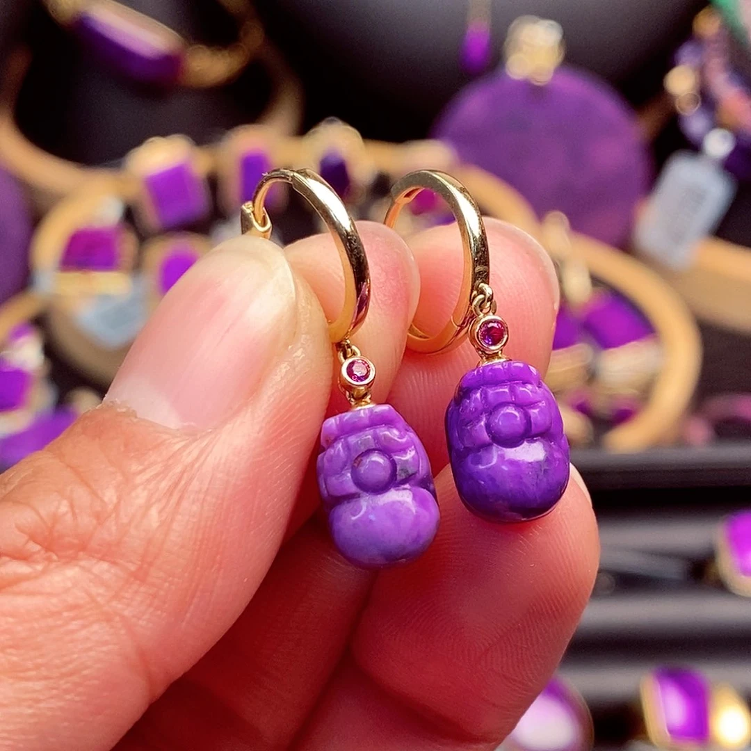 苏纪石（舒俱来）耳饰18K金镶嵌