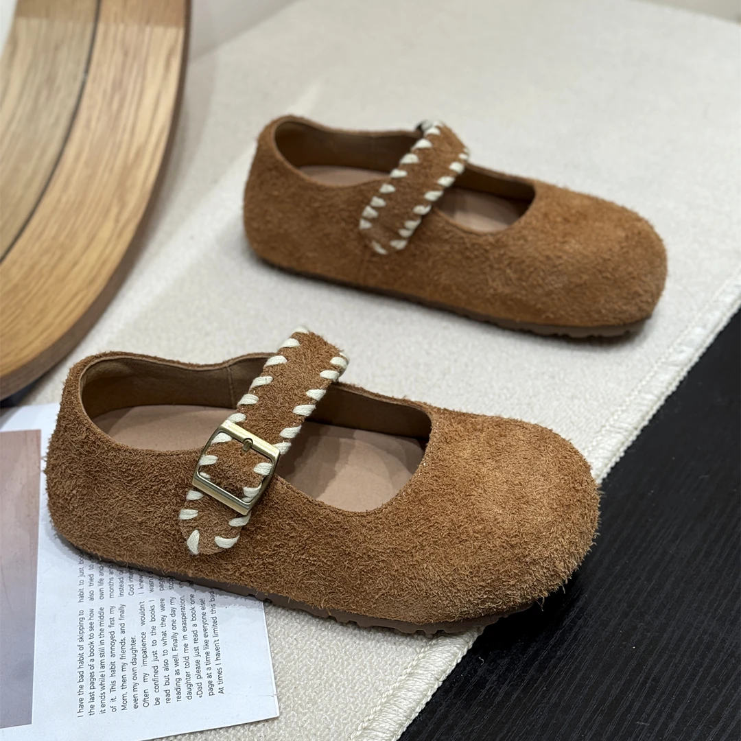 丑萌洋气内增高玛丽珍单鞋女2025新款秋厚底浅口魔术贴磨砂小皮鞋