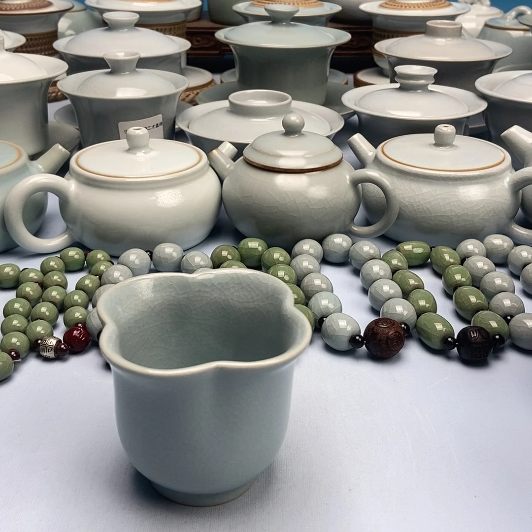 杯仿古粉青釉梅花杯原矿原釉原产地