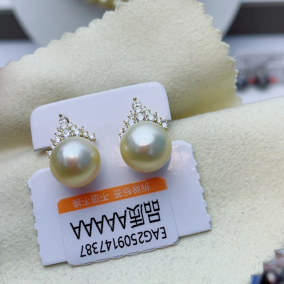 海水珍珠耳饰银S925镶嵌w47