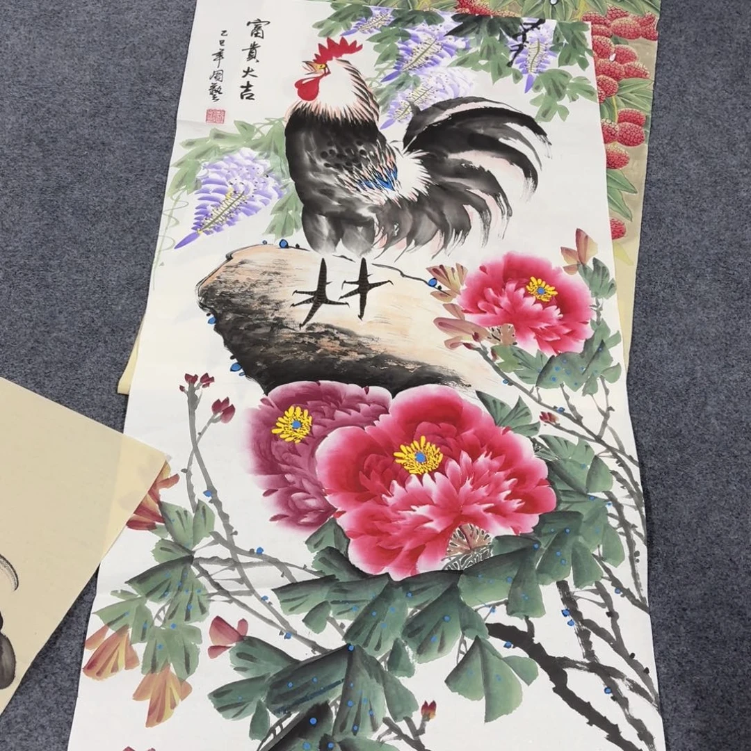 国画100×50手绘画画画