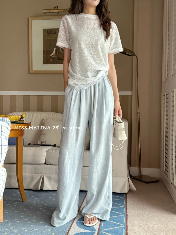 【NO退NO换】无感冰皮裤！清凉质感宽松休闲裤（MLY3434#）玛丽亚