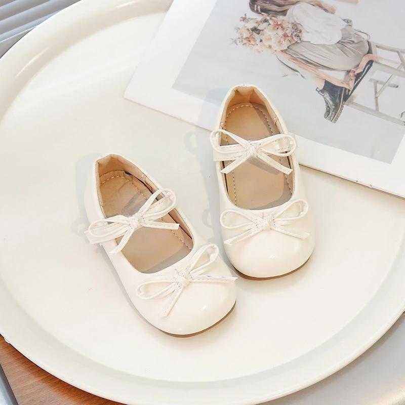2025儿童双蝴蝶结纯色小皮鞋春夏季爆款小中大童红色演出鞋女童潮