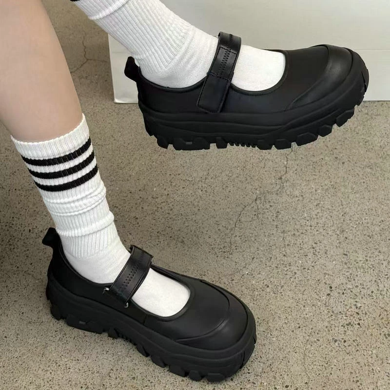 诗歌兰女鞋2025新款真皮厚底魔术贴玛丽珍单鞋3775-6