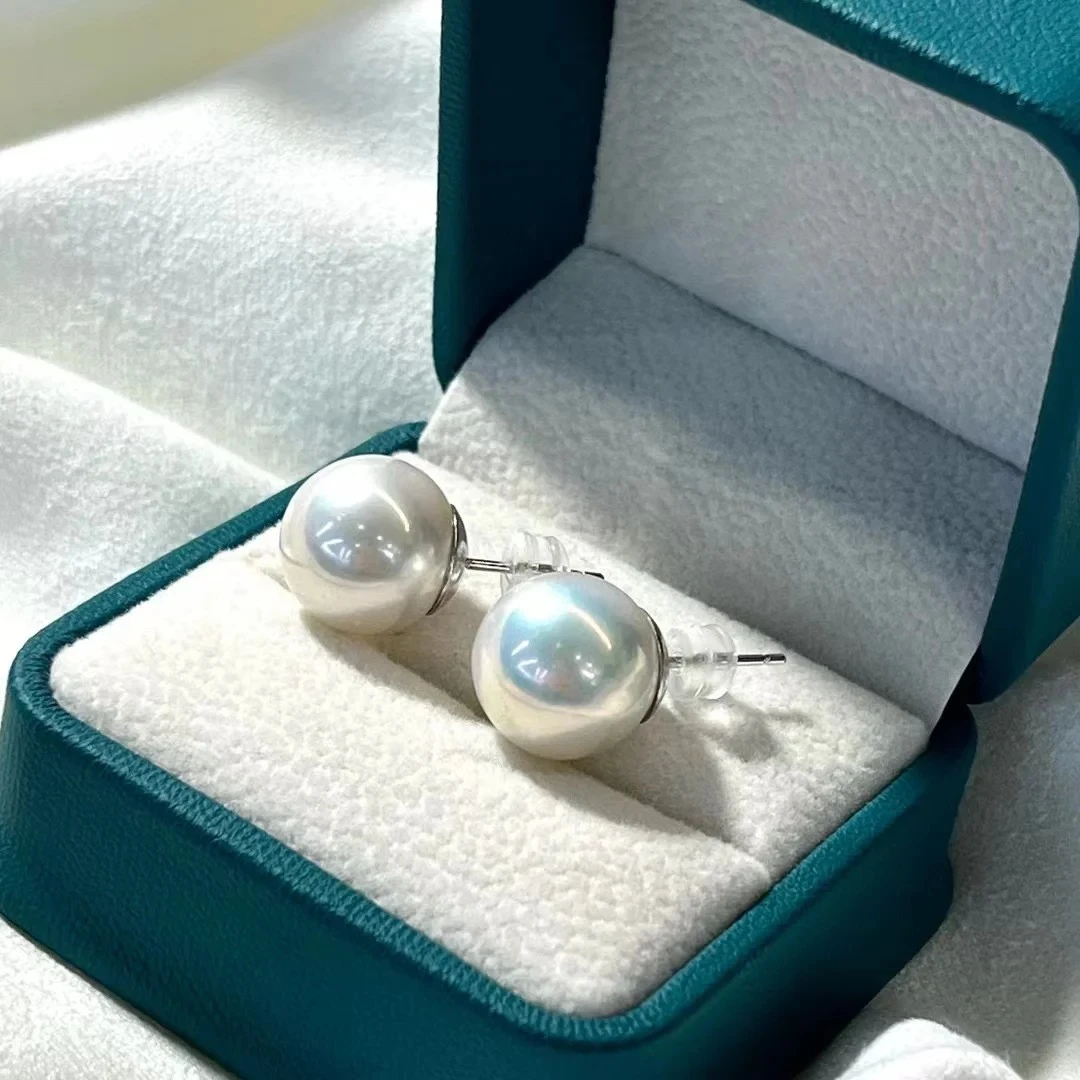 925银耳饰 空姐素耳钉  12mm 极光 正圆气质 经典百搭施家珠精