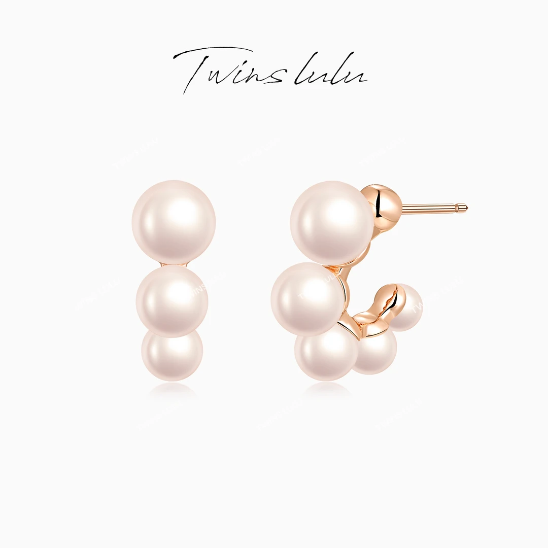 TWINS LULU 七夕节韩国法式半圈轻奢设计感手工耳环TSL336