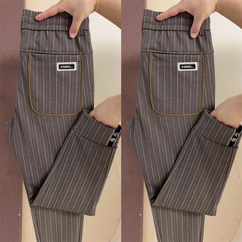 春秋款新款男士百搭条纹休闲小脚裤男士长裤