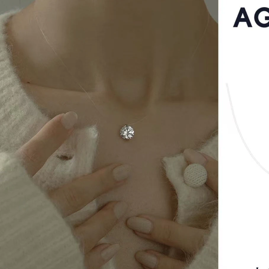 非金属硅胶项链 【美琪饰品】人鱼泪 女士透明鱼线项链 女项链