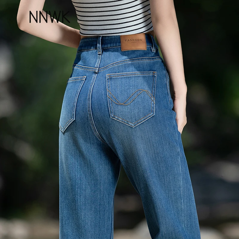 冰丝直筒牛仔裤女2025新款夏季薄款显瘦裤小个子九分烟管法棍裤子