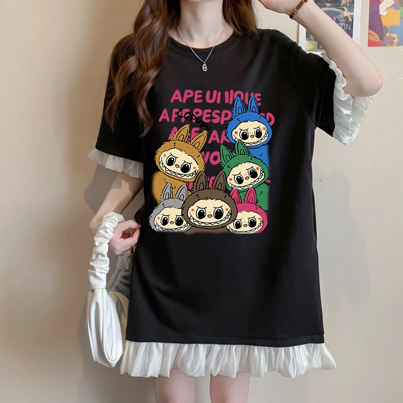 设计感宽松中长款连衣裙2025夏季洋气减龄圆领短袖纯棉减龄T恤裙