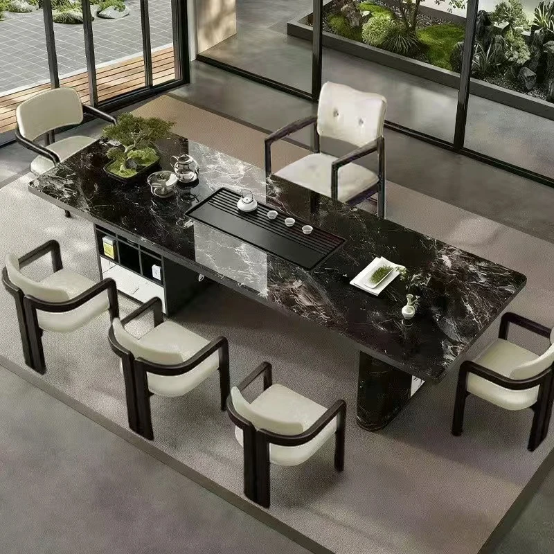 奢石超晶石家用茶桌茶台一整套轻奢办公室阳台客厅泡茶桌椅组合