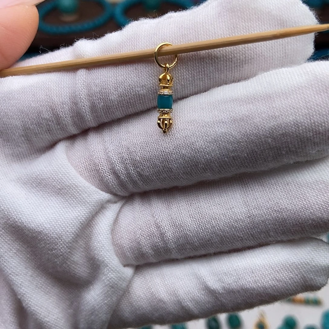 绿松石18K金镶嵌绿松石配饰h