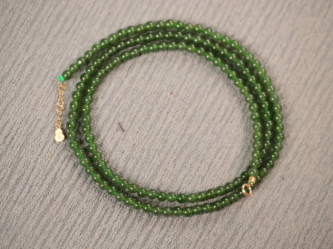 和田玉碧玉4mm【脖链】【18k金：0.3g】