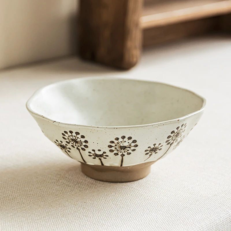 欧式轻奢陶瓷斗笠碗家用8英寸蒲公英陶瓷喇叭碗早餐碗面碗汤碗