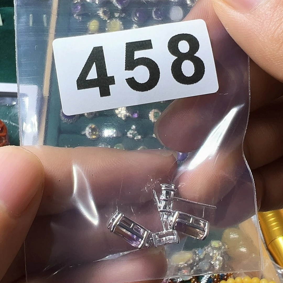 紫晶耳饰银S925镶嵌红**间