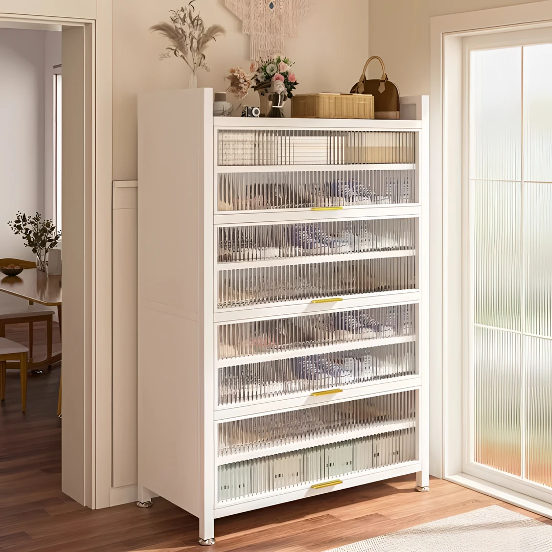 落地多层钢制鞋柜新款家用防尘大容量鞋架门口入户玄关收纳置物柜