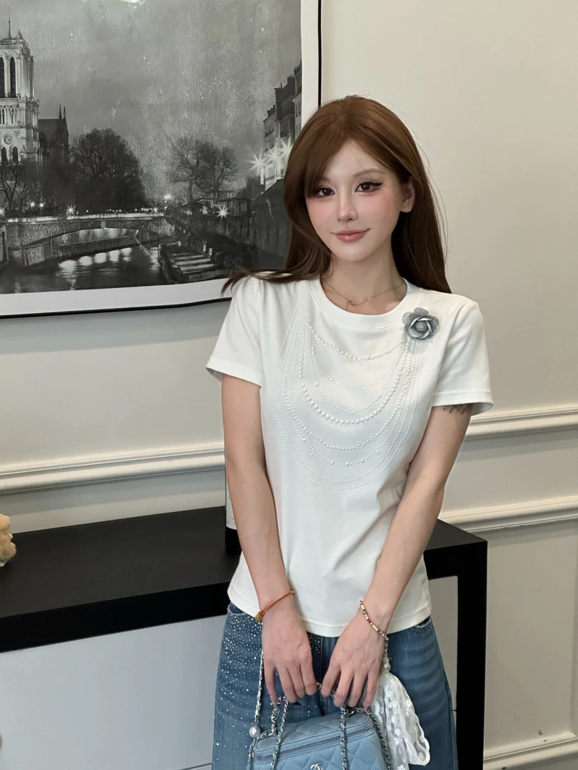 【可可不加酱】夏季修身设计感休闲圆领T恤 LWJ25B2T1746