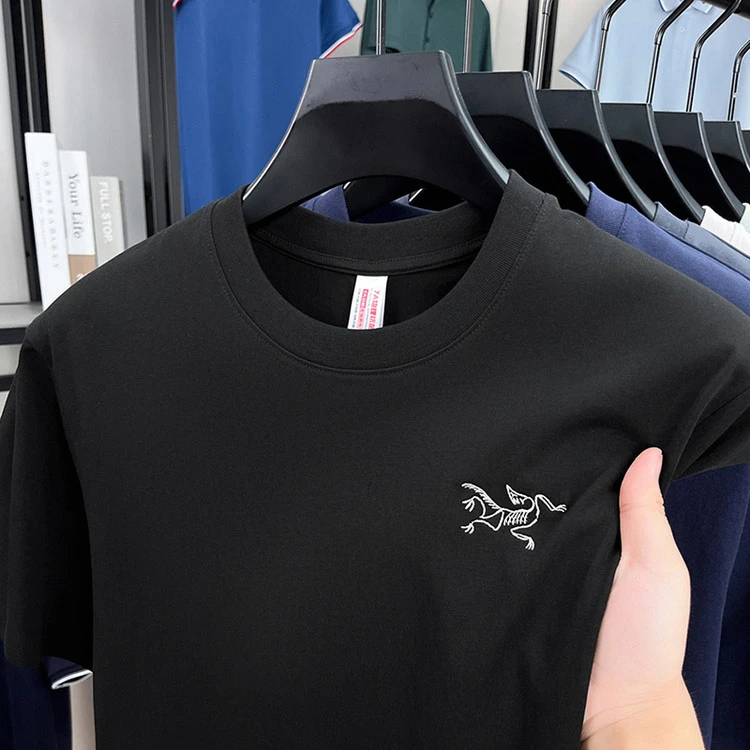 【奥特莱斯撤柜】新款刺绣鸟短袖t恤男士夏季高端大牌圆领冰丝T恤男