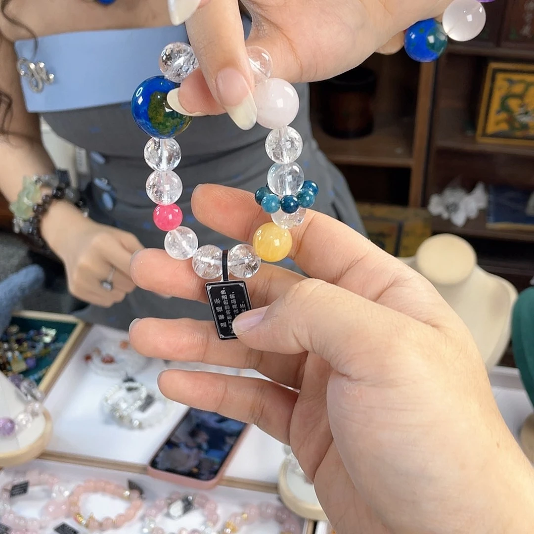 水晶手链银S925镀金镶嵌