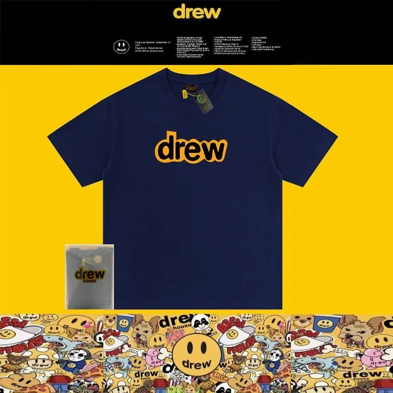 DREW英语短袖圆领情侣美式复古小老虎T恤休闲半袖印花透气工作服