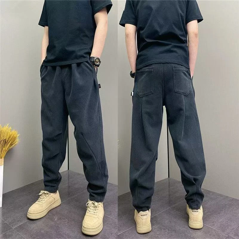 秋冬新款加绒韩版休闲裤青年男士百搭松紧腰哈伦裤帅气小脚直筒裤