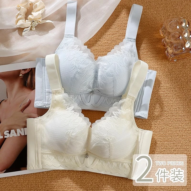 内衣女款2025新款网红爆款性感蕾丝聚拢调整型防下垂美背文胸罩