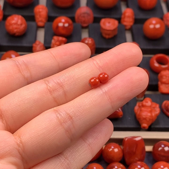 南红玛瑙未镶嵌老型对珠5MM