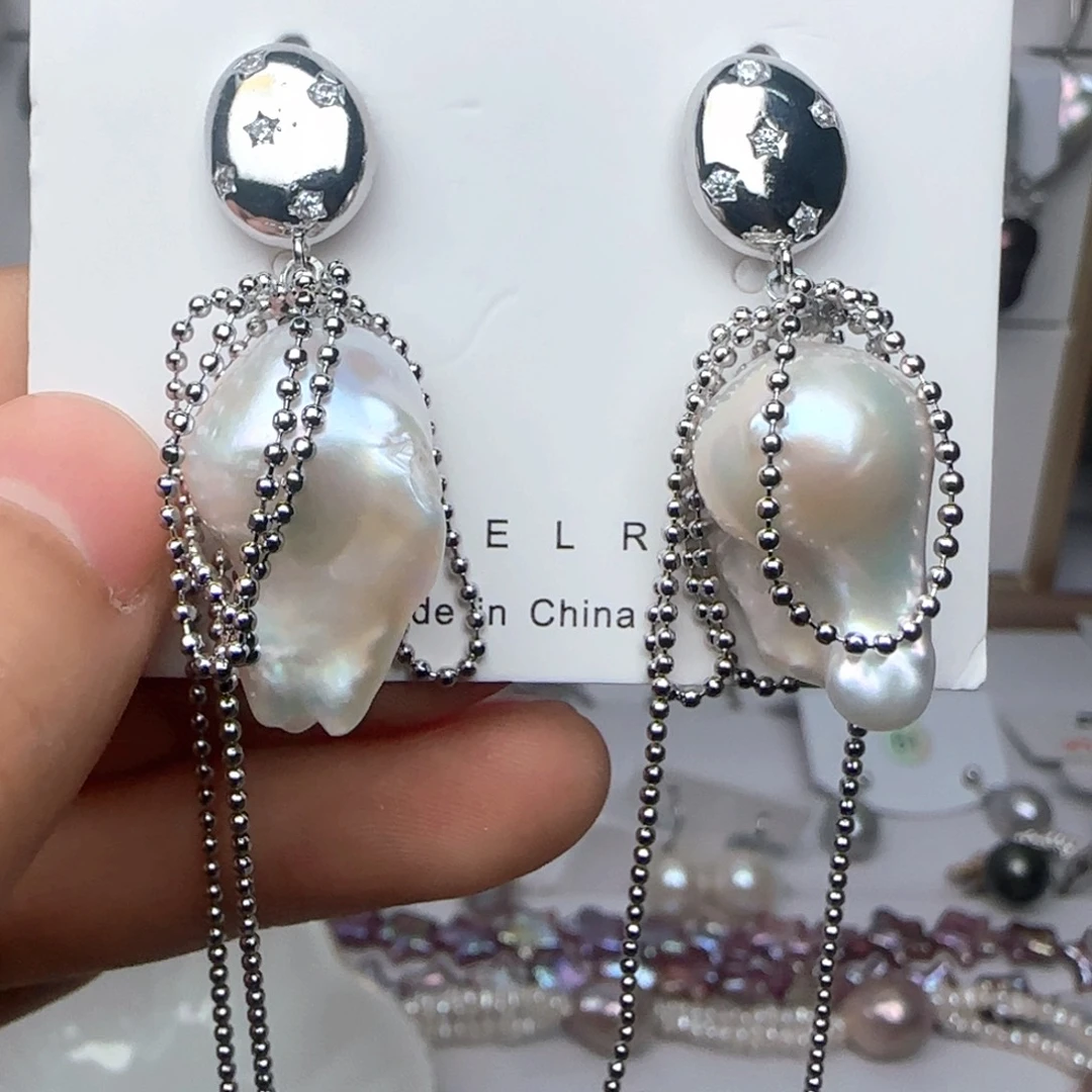 耳饰淡水珍珠银S925镶嵌