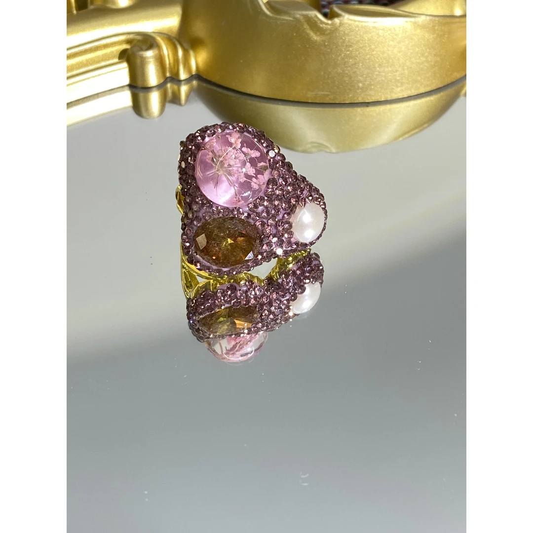 铜合金合成锆石戒指 TTSD 紫色时尚潮流百搭款戒指 8232