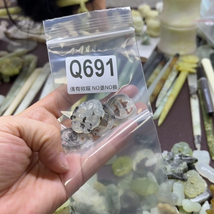 蛇纹石玉发饰合金咿*咿