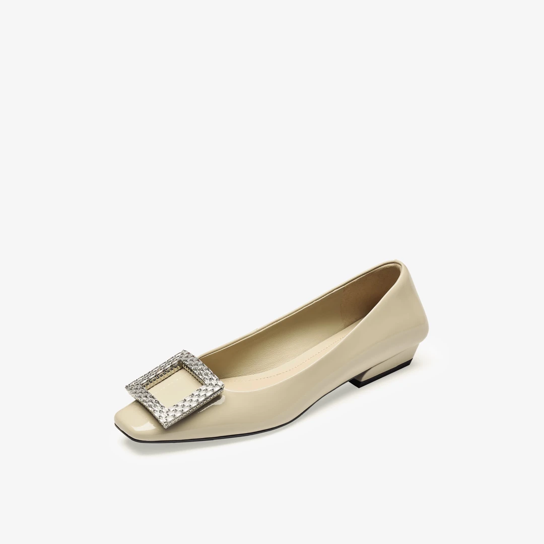 方头时尚气质百搭低跟浅口单鞋 闪耀灵感AAF47