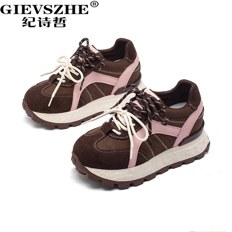 纪诗哲德训鞋女秋季新款防水台时尚休闲鞋ins女紫色夏季增高德训