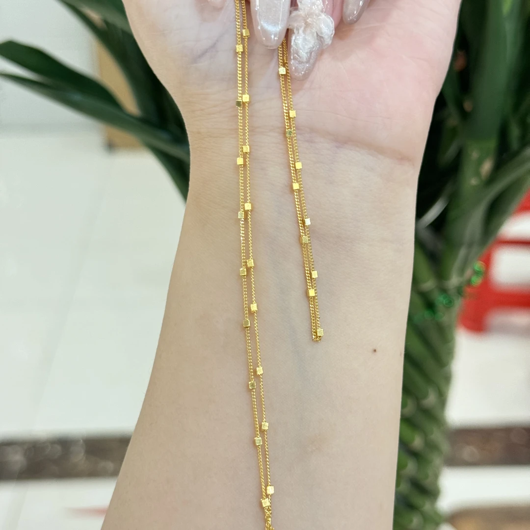 Q【侧身方糖链50cm】足金999精工5G（不可调节）