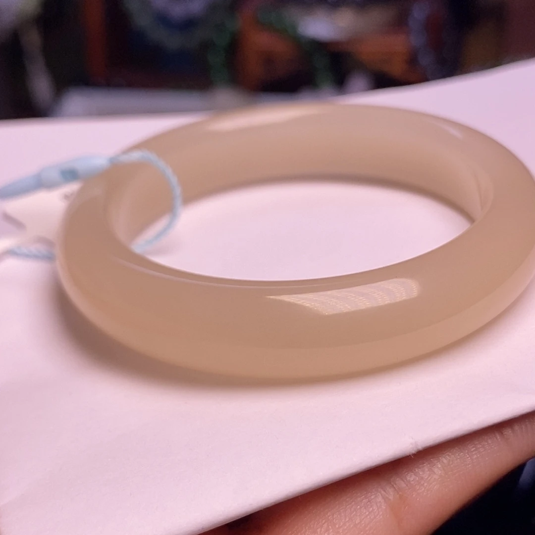 和田玉未镶嵌颈饰藕粉老矿料收藏手镯54