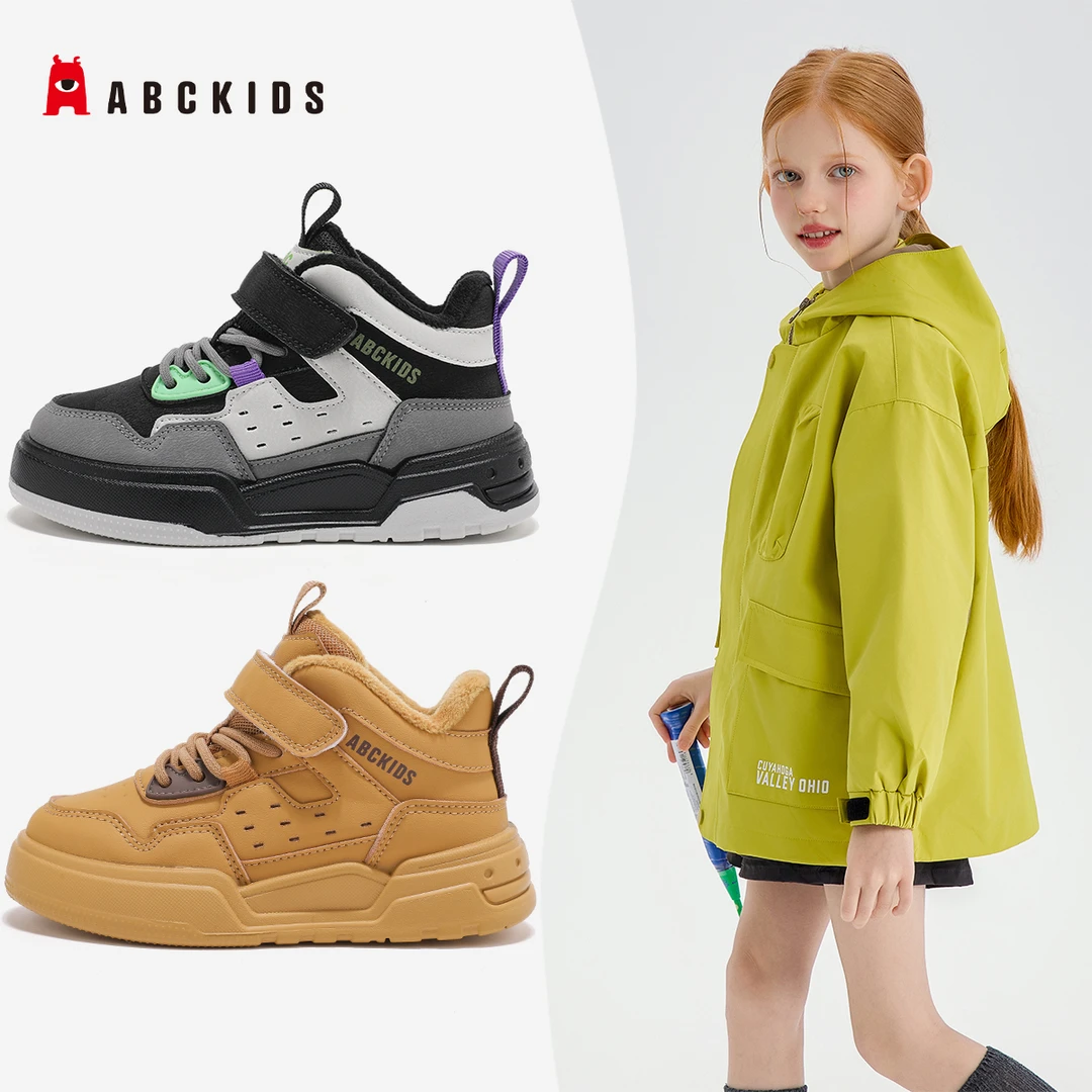 ABCkids儿童新款冬季加绒时尚男女童户外休闲板鞋SY663603863AX