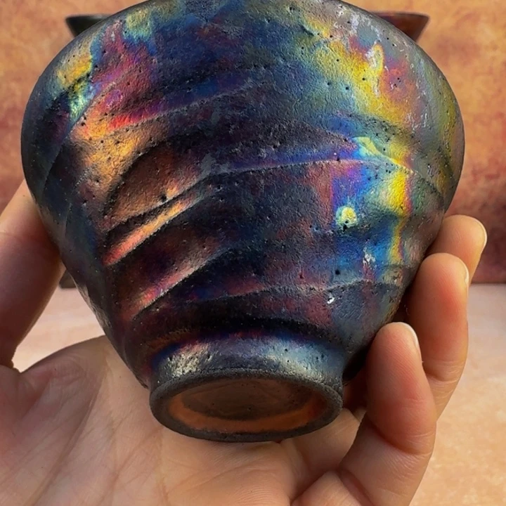 荥经黑砂炸福利窑彩斗笠杯15