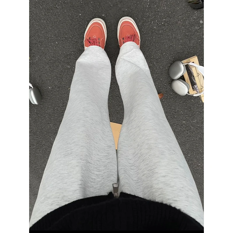 cleanfit灰色弯刀卫裤男春秋款重磅潮牌休闲运动裤修身直筒微喇裤