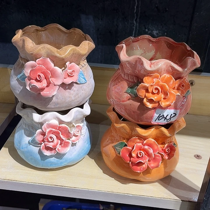 瓷片花盆多肉植物艺术品