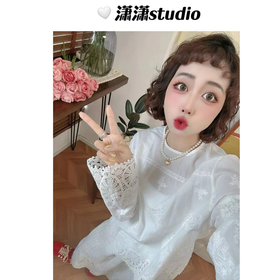 【白月光】【精致】【显瘦】潇潇定制刺绣面料正肩设计百搭衬衣XM1106