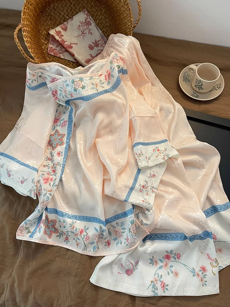 中式复古提花设计感短袖睡衣女2025夏季新款大码冰丝长裤居家服