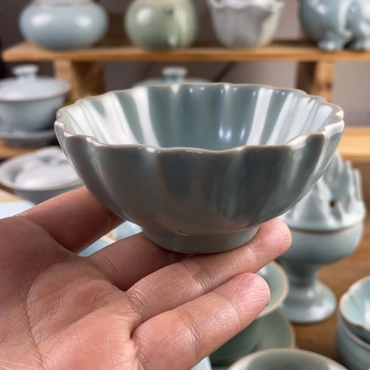 J原矿原产地精品福利仿古菊瓣主人杯