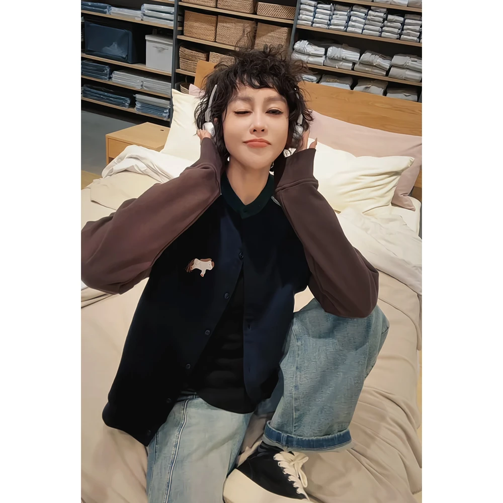 2025新款JVM定制20232时尚百搭休闲拼接开衫卫衣小马外套2/18