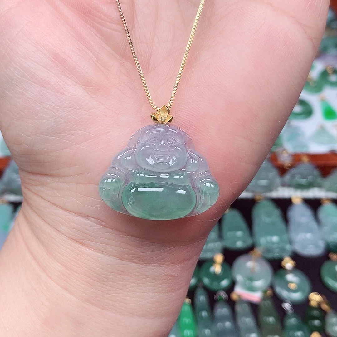 翡翠颈饰18K金镶嵌天然翡翠A货