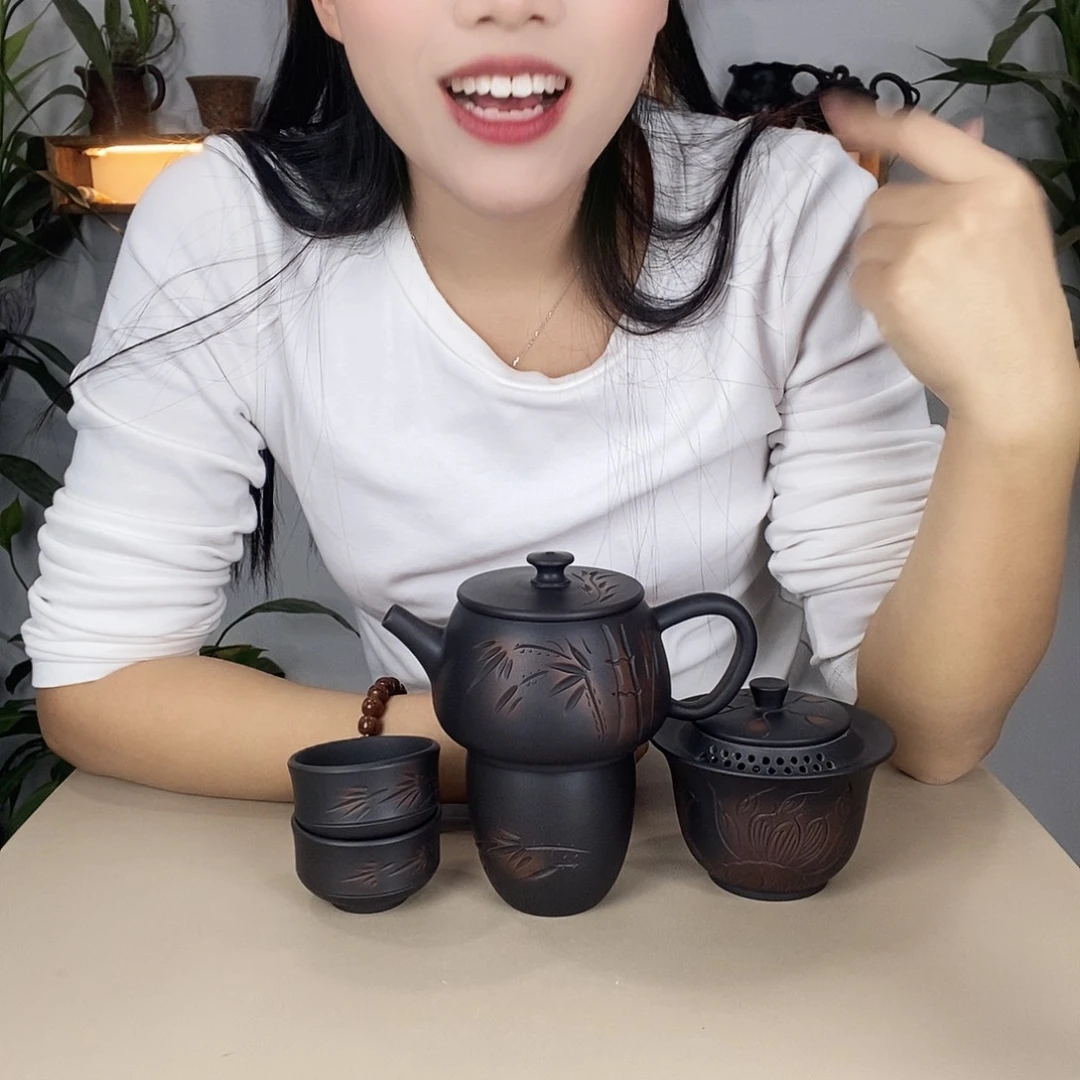 l**g建水紫陶300竹子5件套