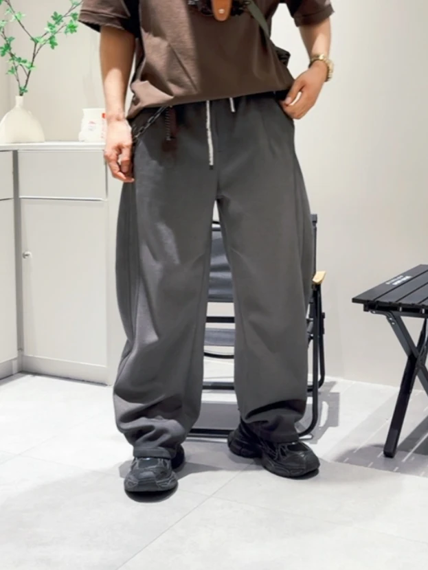 复古炒色立体剪裁大弯刀休闲裤男