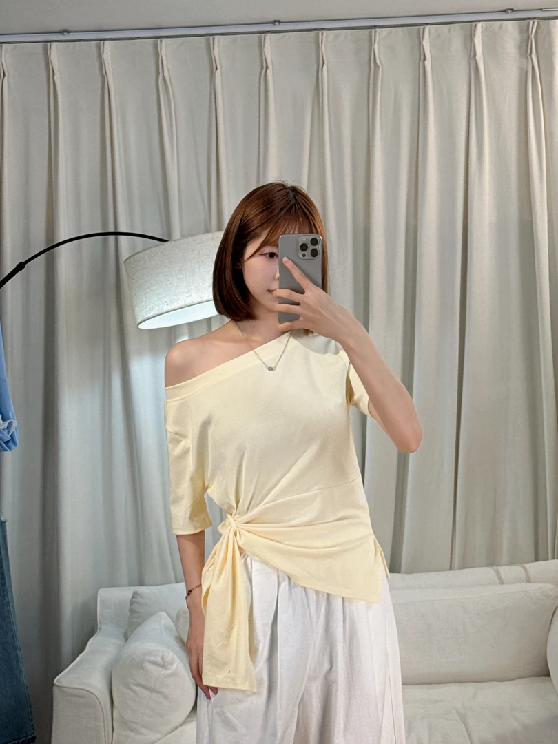 斜肩绑带上衣XKDS32856