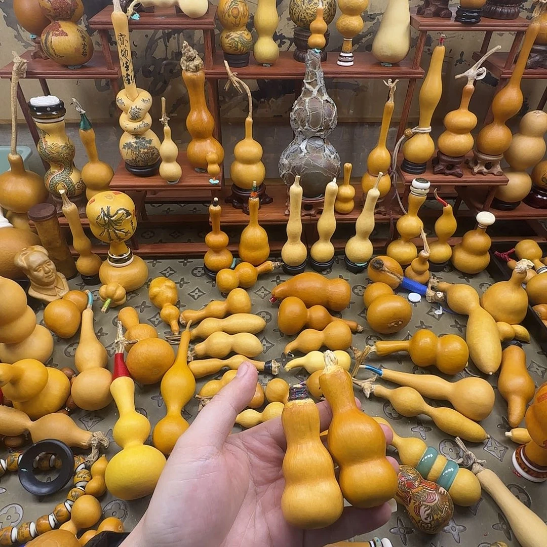 邓***店木粗嘴微倒福加粗嘴天坛微瑕八宝葫芦手把摆件