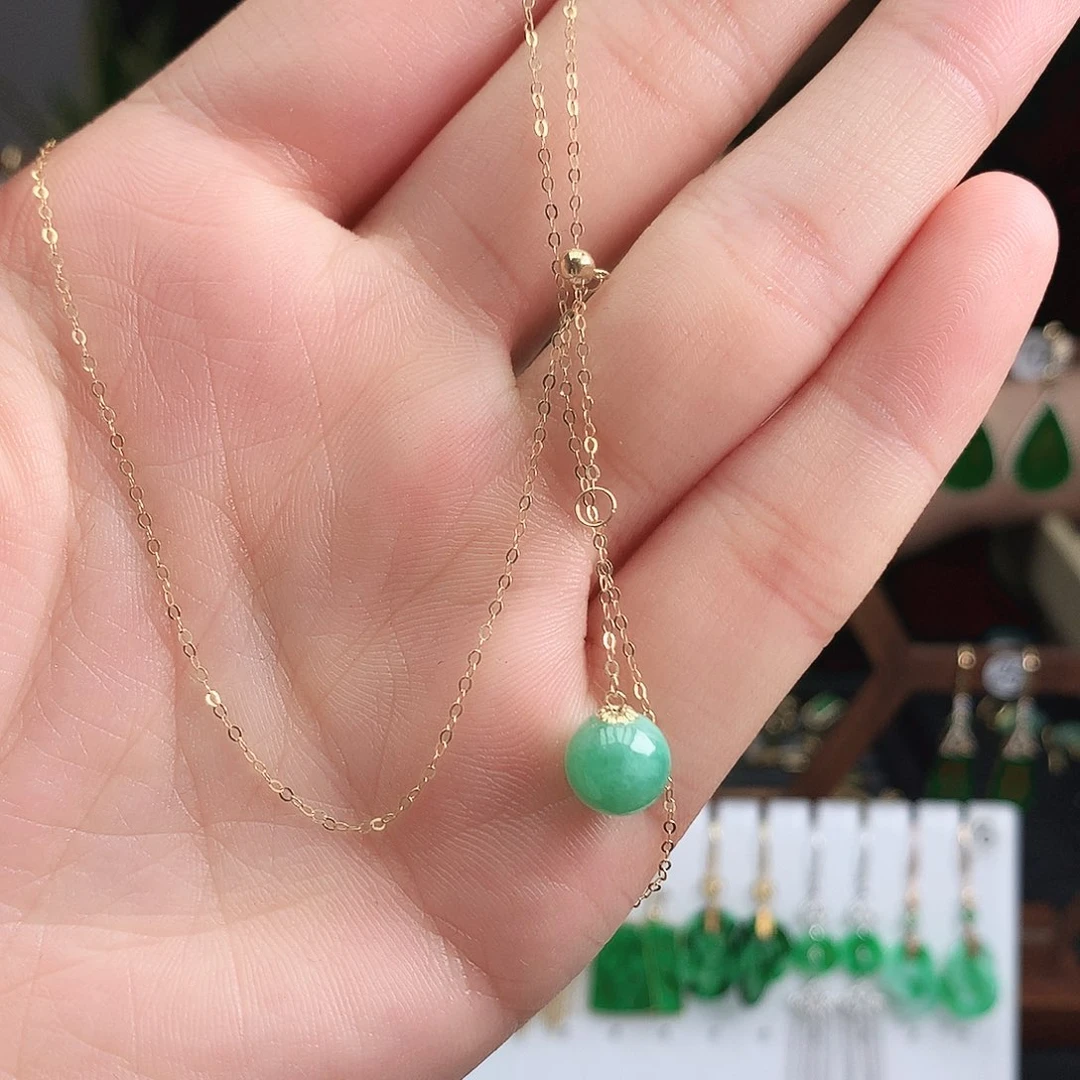 翡翠项链18K金镶嵌项链